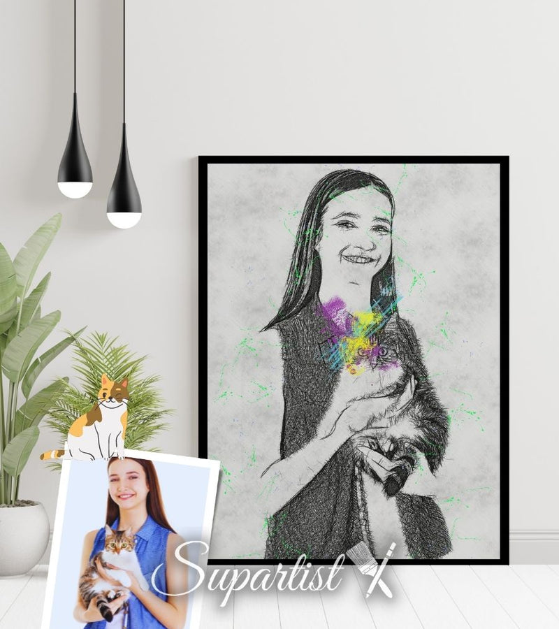 Personalised Gift for Cat Lovers as an Artistic Custom Poster