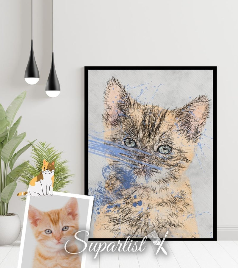 Personalised Gift for Cat Lovers as an Artistic Custom Poster