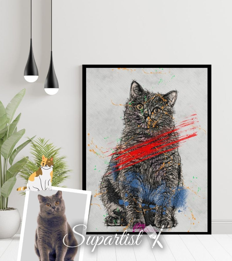 Personalised Gift for Cat Lovers as an Artistic Custom Poster