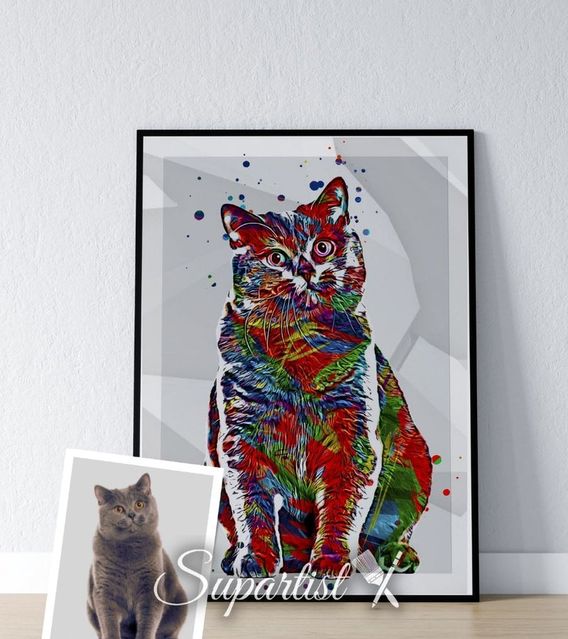 Personalised Gift for Cats as an Artistic Custom Poster