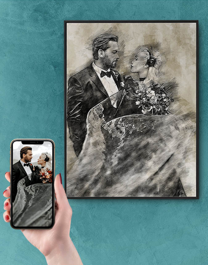 Sketched Wedding Portrait as a Personalised Gift