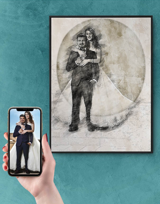 Sketched Wedding Portrait as a Personalised Gift